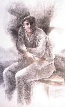 Seated Man (conté chalk)